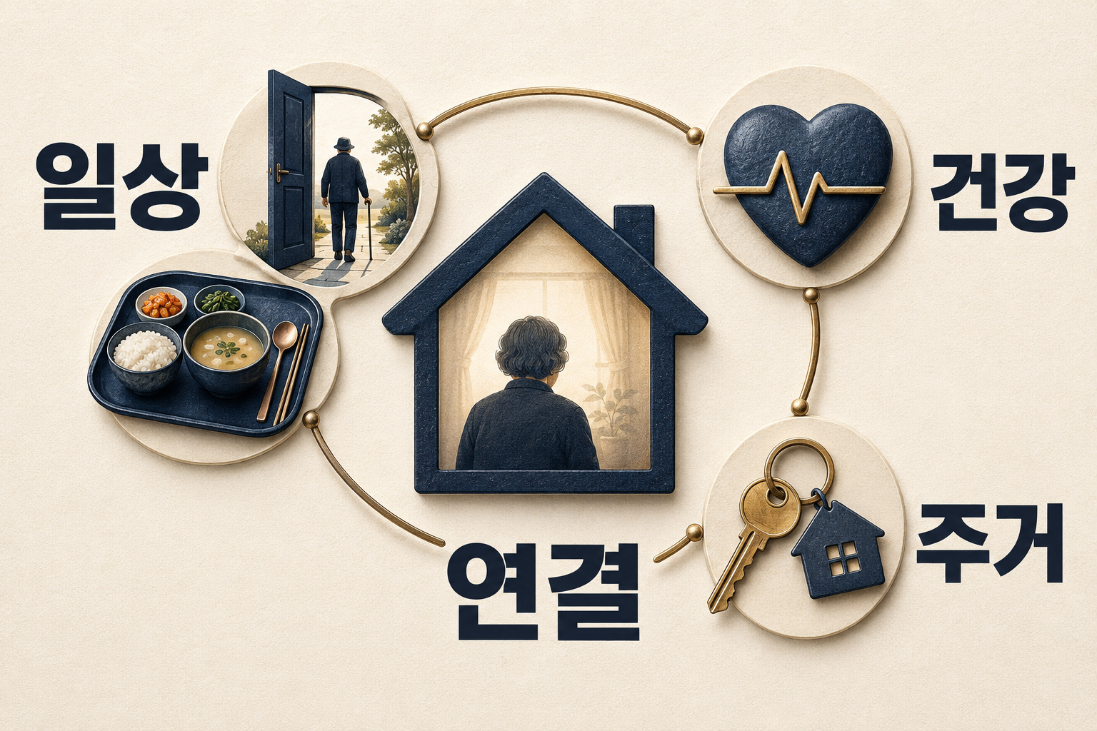 동탄에서 돌봄이 필요할 때, 화성 통합돌봄은 지원을 어떻게 연결할까요의 핵심: 건강 · 일상 · 주거 · 연결
