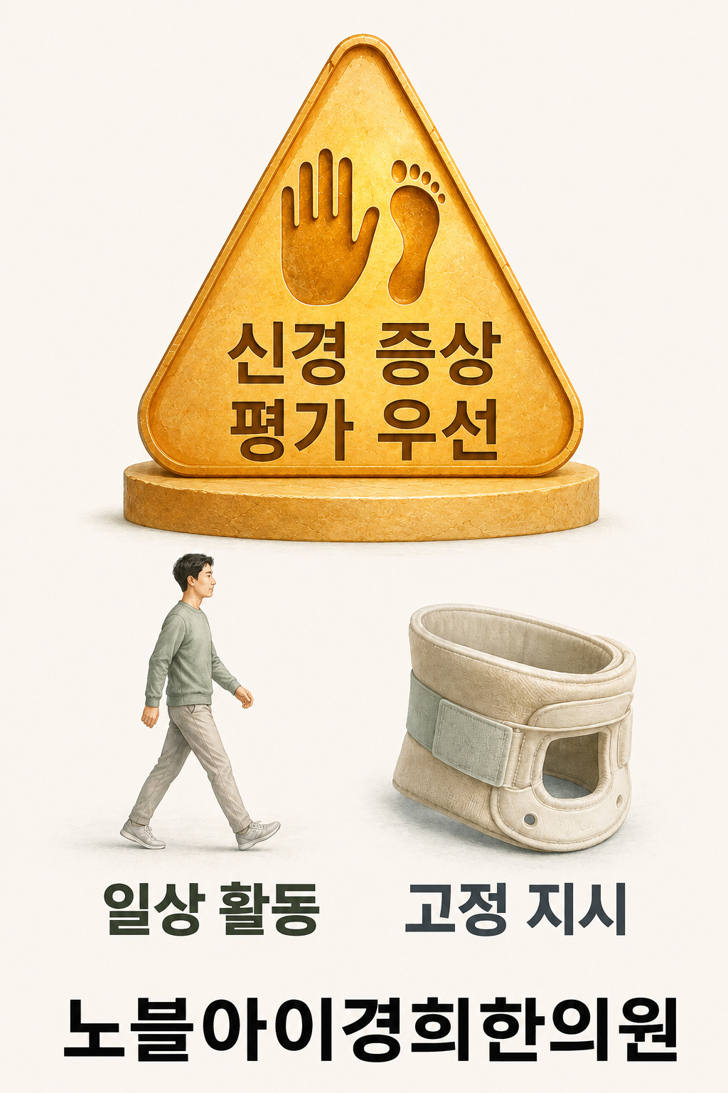 신경 증상의 평가 우선순위를 크게 표시하고 일상 활동과 기존 고정 지시를 별도로 구분한 그림